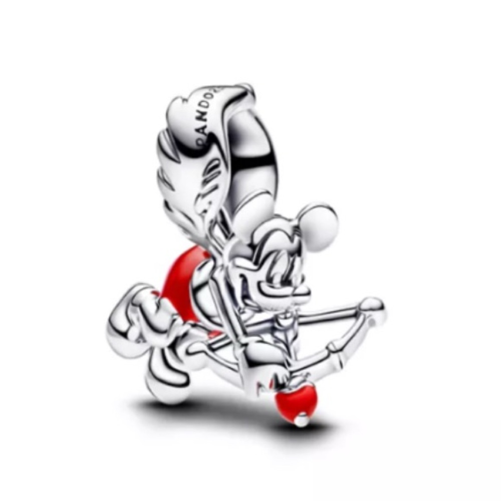 Authentic Pandora x Disney Mickey Mouse Sterling Silver Cupid Charm NWOT